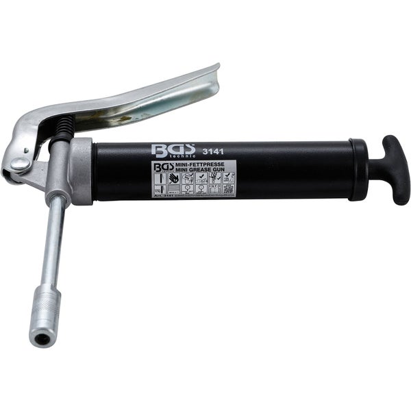BGS technic Mini Fettpresse mit Hebelmechanismus und Metallrohr