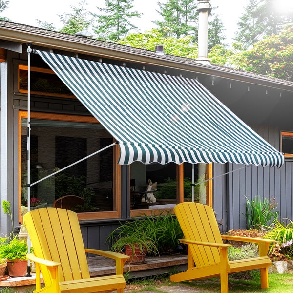 Outsunny Markise, Klemmmarkise, 300 x 150cm, Alu, Grün+Weiß