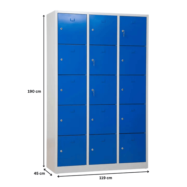 PROREGAL Schließfachschrank Falcon Large HxBxT 190 x 119 x 45 cm Zylinderschloss Grau-Blau