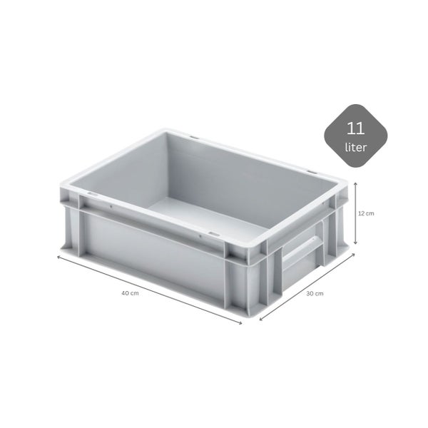 PROREGAL SuperSparSet 10x Eurobehälter mit Geschlossenem Griff und Scharnierdeckel HxBxT 12 x 30 x 40 cm 11 Liter Grau Eurobox Transportbox