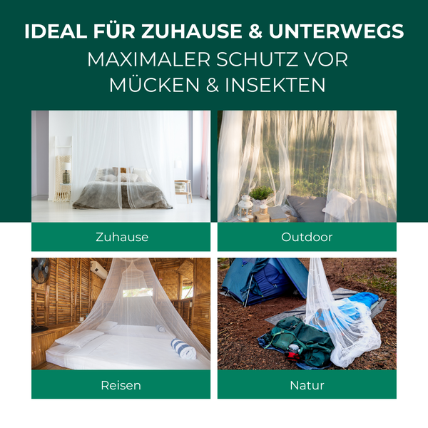 Silberkraft Moskitonetz mit Klebehacken ( Montage ohne Bohren)und Reißverschluss, Mückennetz für Doppelbett & Einzelbett, Insektennetz für Reisen & Zuhause, ultra feinmaschig (225er WHO Empfehlung), reißfest, federleicht
