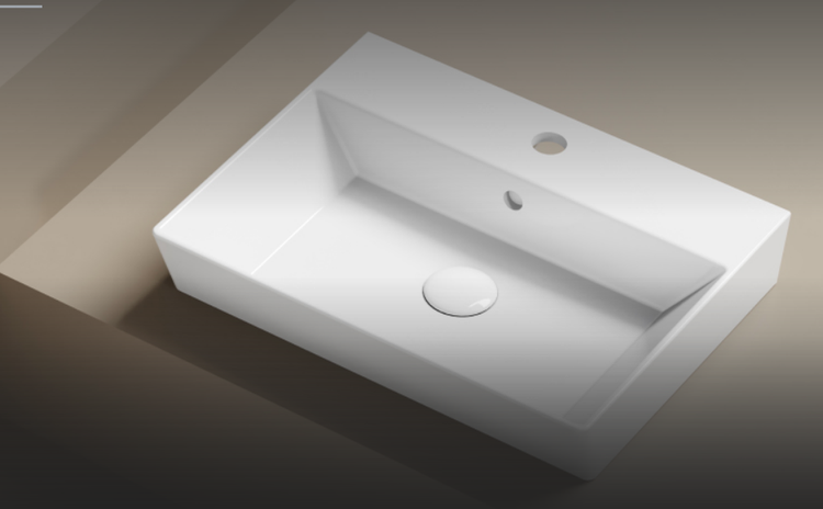 Rechteckiges Aufsatzwaschbecken aus Keramik