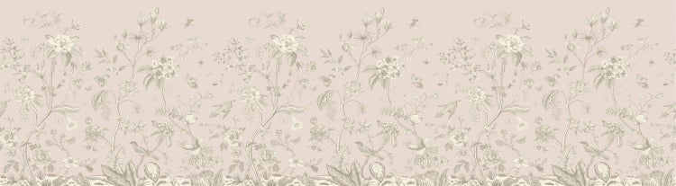 Tapete mit floralem Muster und Vogelmotiven