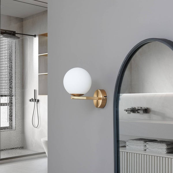 Lucande Wandleuchte, Wandlampe Bad Bidolo (spritzwassergeschützt in Gold / Messing aus Metall (1 flammig G9) - Wandleuchten Spiegelleuchte Badezimmer Wandbeleuchtung Badezimmerleuchte