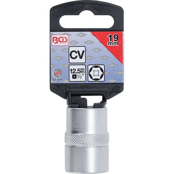 BGS Steckschlüssel-Einsatz Sechskant Antrieb Innenvierkant 12,5 mm (1/2) SW 19 mm - 2919