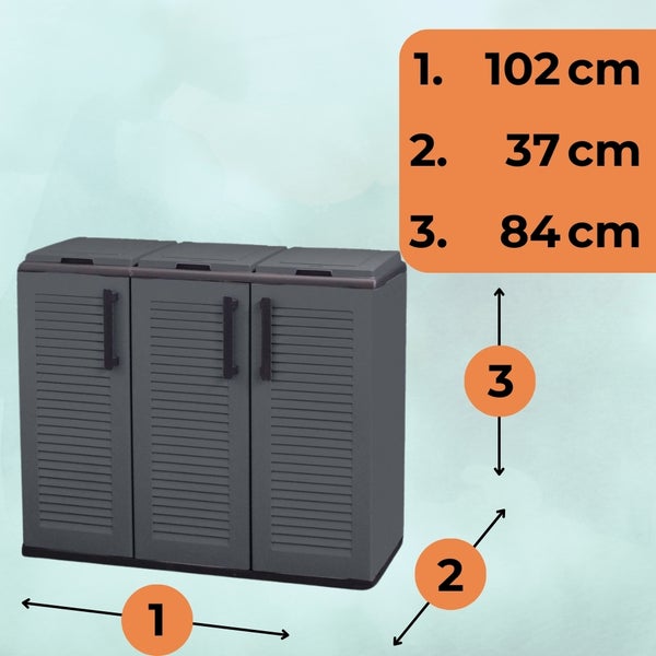3-Fach Mülltrennsystem Garten Schrank Müllbox Trennsystem Müll Abfall Sack Eimer