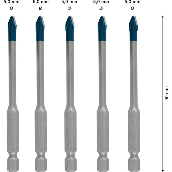 Bosch Expert HEX-9 HardCeramic Dachziegel-Bohrer-Set 5 mm 5tlg. - 2608900598