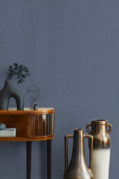 Tapete Blau Uni Modern für Wohnzimmer Schlafzimmer MADE IN GERMANY 10,05 x 0,53m