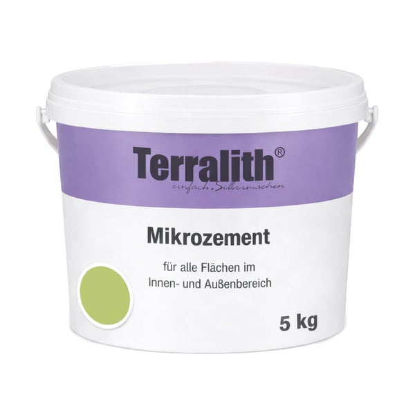 Terralith Mikrozement für alle Flächen im Innen- und Außenbereich im 5 Kilogramm Eimer.