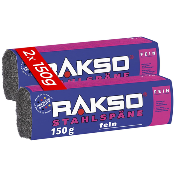 Rakso Stahlspäne fein Doppelpackung 2 mal 150 Gramm zur Reinigung von Metall, Stein und Keramik.