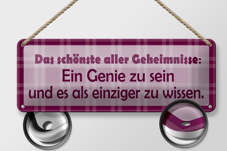 Blechschild Spruch 27x10cm Genie sein und es als einziger wissen