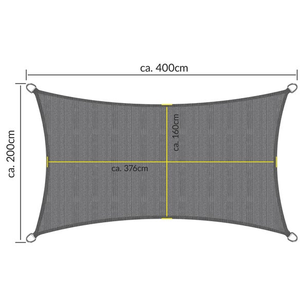 SolVision HS9 Sonnensegel 200x400cm rechteckig Anthrazit HDPE