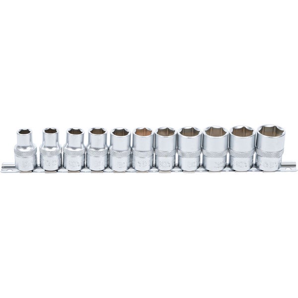 BGS Steckschlüssel-Einsatz-Satz Sechskant Antrieb Innenvierkant 12,5 mm (1/2) SW 10 - 21 mm 11tlg. - 9106