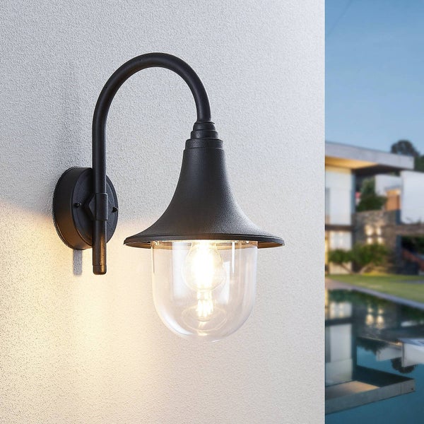 Lindby Wandleuchte außen Nalevi (spritzwassergeschützt (Modern) in Schwarz (1 flammig, E27) - Außenwandleuchten Wandlampe Led Außenlampe Outdoor für Außenwand/Hauswand