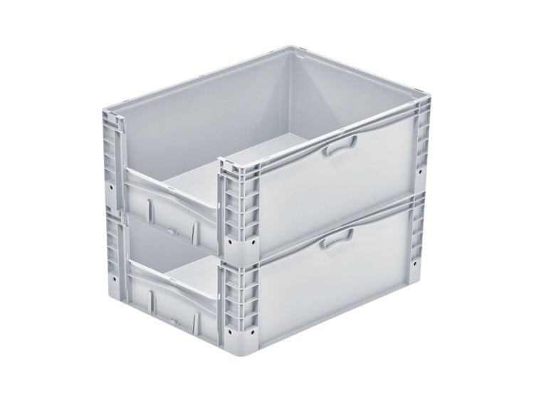PROREGAL SparSet 2x Euro-Norm Großbehälter Insight HxBxT 32 x 60 x 80 cm 133 Liter Grau Eurobehälter Transportbox