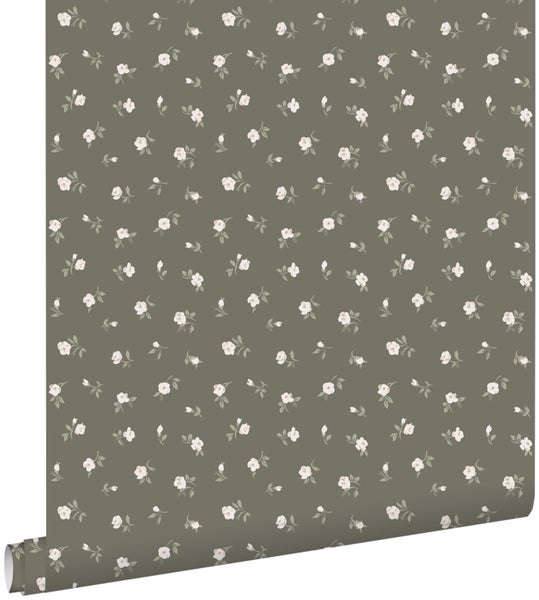 ESTAhome Tapete Blumen Braun und Hellrosa - 53 cm x 10.05 m - 139238