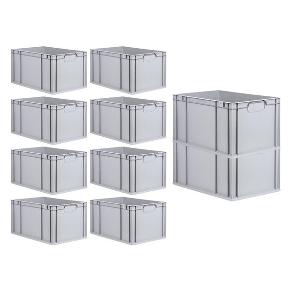 PROREGAL Spar Set 10x Eurobox Nextgen Economy Mit Auflagedeckel & 4x Schiebeschnappverschlüsse Rot Griffe Geschlossen HxBxT 32 x 40 x 60 cm 65 Liter
