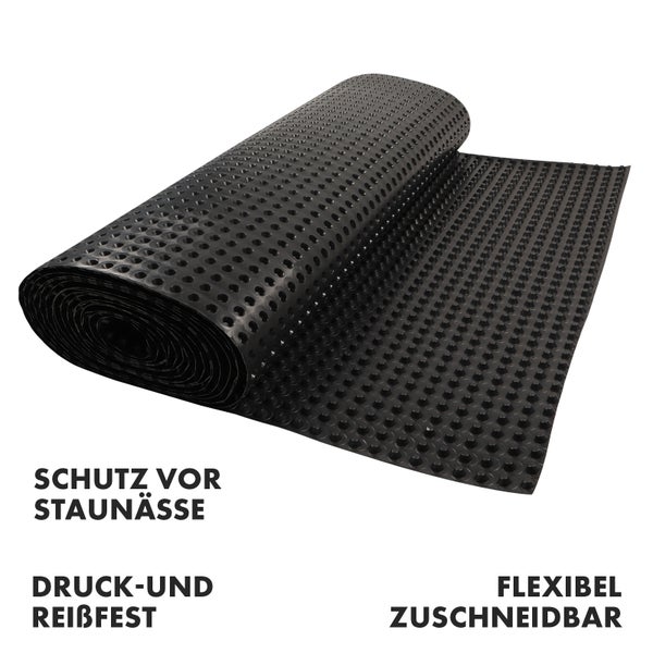 FLOORDIREKT Noppenfolie - Noppenbahn für Hochbeet oder Mauerschutz - Schutz vor Feuchtigkeit und Nässe - 50 x 2000 cm