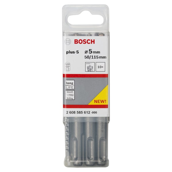Bosch plus-5 Hammerbohrer Set mit 5 mm Durchmesser, 50/115 mm