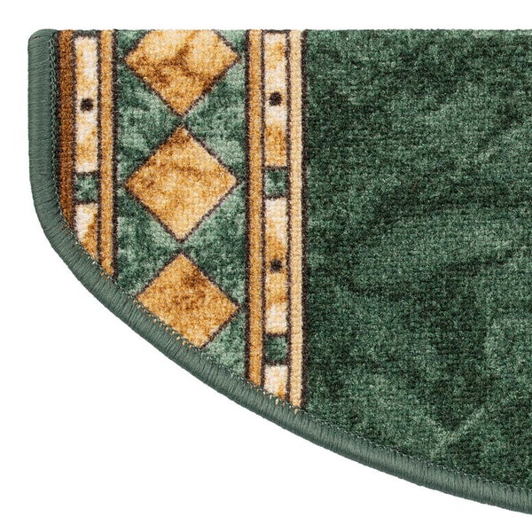 FLOORDIREKT Stufenmatte Rügen Selbstklebend Strapazierfähig Grün Halbrund 65 x 23,5 cm