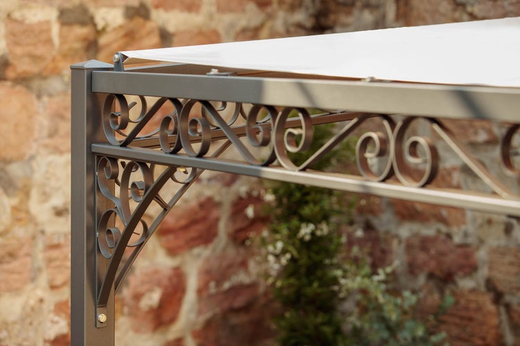 Pergola ELEO Sardegna 3 x 4 m schwarz - pulverbeschichtet | mit Sonnensegel ecru