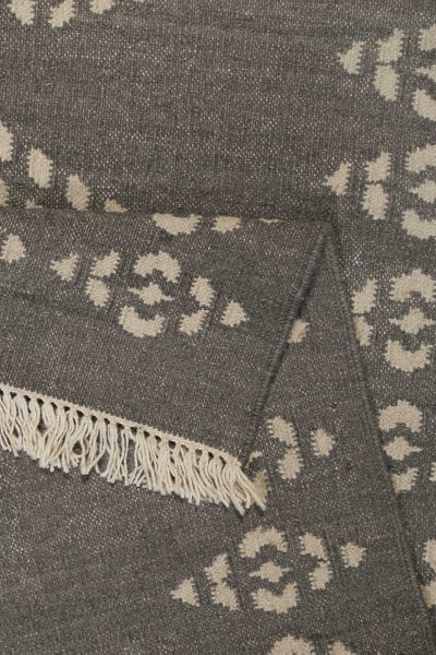 Kelim Teppich Dunkelgrau aus Wolle Belmont Green Looop 80x150 cm