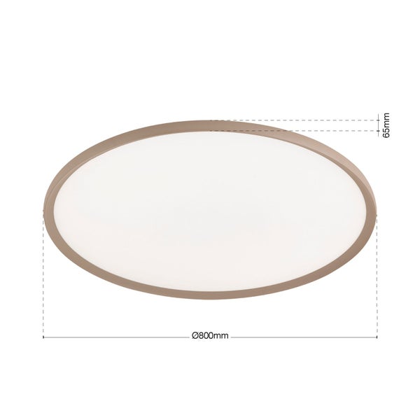 Ovale Deckenleuchte mit den Maßen 800 mm Durchmesser und 65 mm Höhe