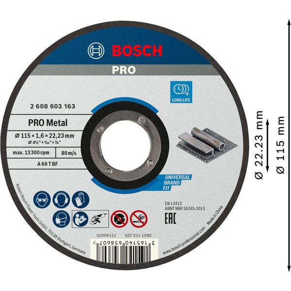 Bosch Trennscheibe Pro Metal, 115 Millimeter Durchmesser