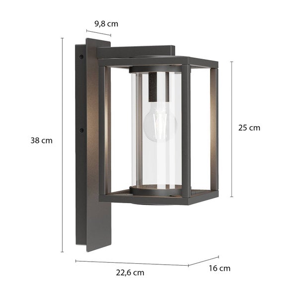 Lucande Wandlampe aussen, Aussenwandleuchte spritzwassergeschützt IP44 1x E27 max. 60W ohne Leuchtmittel Außenleuchte Wandleuchte außen