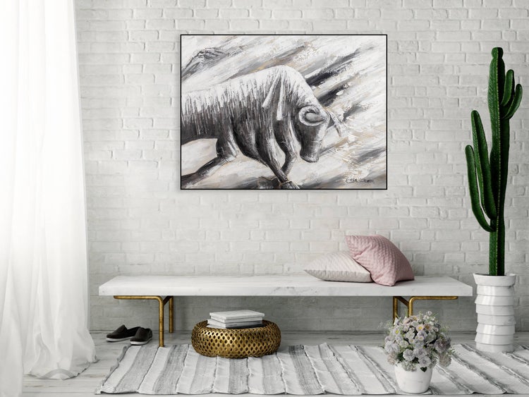 Handgemaltes Gemälde Acrylfarbe 100x75cm Grau