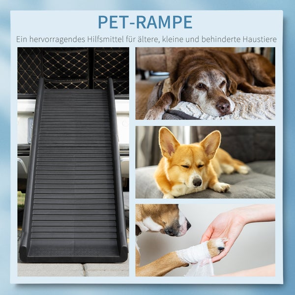 PawHut Hunderampe, 155L x 39B x 14H cm, PP, Schwarz