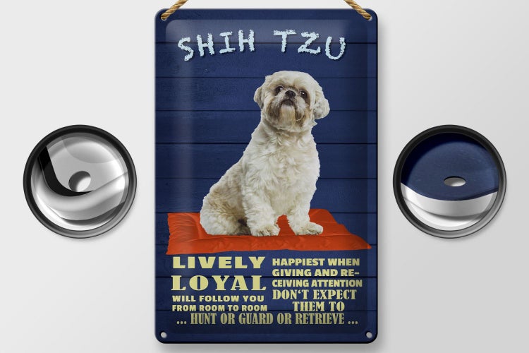Blechschild Spruch 20x30cm Shih Tzu Hund lively loyal