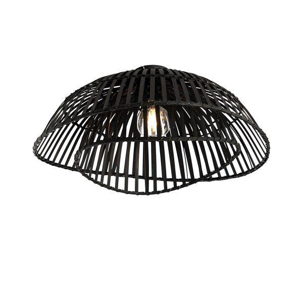 Hängelampe aus Bambus mit offener Flechtstruktur