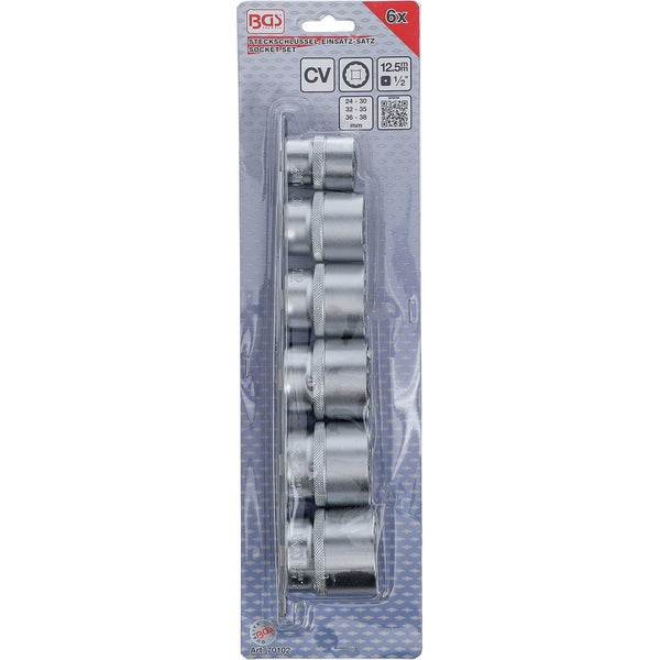 BGS Steckschlüssel-Einsatz-Satz Zwölfkant Antrieb Innenvierkant 12,5 mm (1/2) SW 24 - 38 mm 6tlg. - 70102