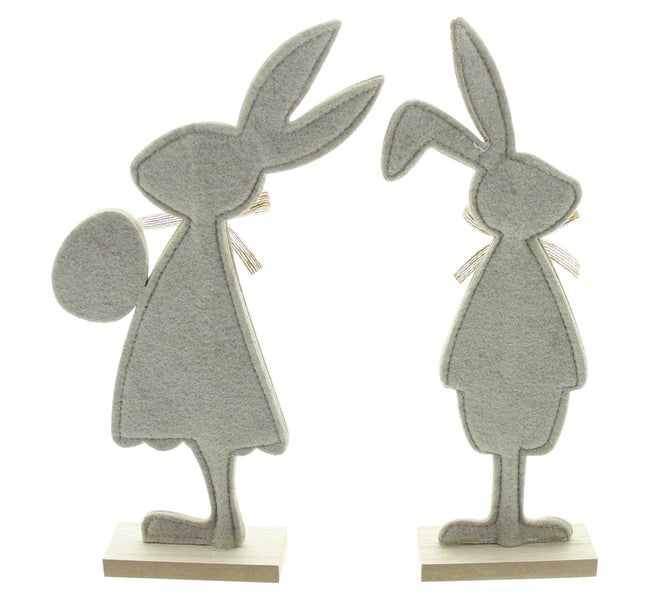 FRANK FLECHTWAREN | Hase Pretty, 2er Set, FILZ AUS PET, MDF, JUTE, 10,5 x 4 x 31 cm