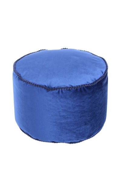 Pouf Hocker samtweich, orientalisches Design Blau Rund Ø 47 cm