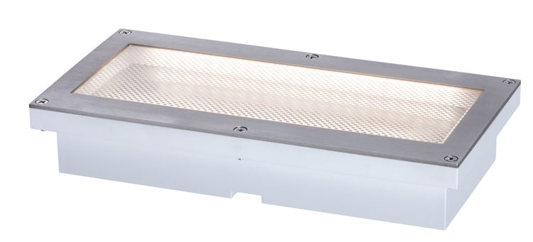 LED Bodeneinbauleuchte Brick Dämmerungsgesteuerter Bewegungsmelder (IR) IP67 200x100mm 3000K 1,6W 50lm 230V Alu, Grau Metall, Edelstahl