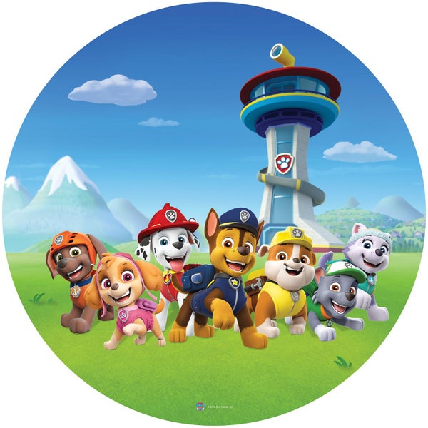 Paw Patrol Motiv für Kindergeburtstage mit der Paw Patrol Zentrale im Hintergrund