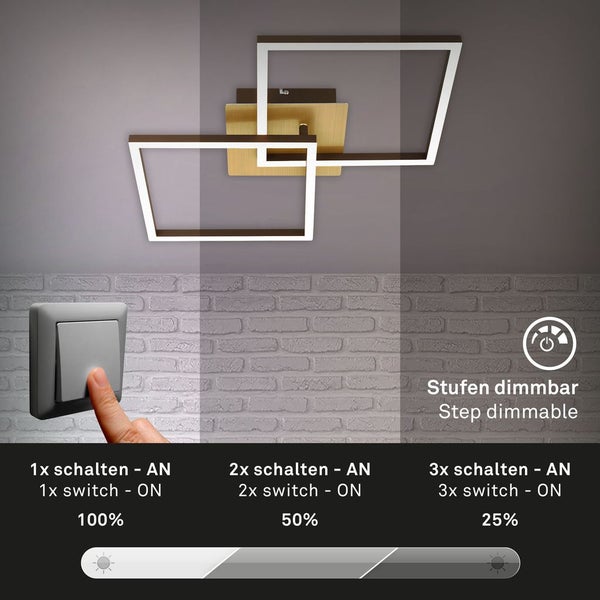 LED Deckenleuchte, gold-braun, 2x LED/11W