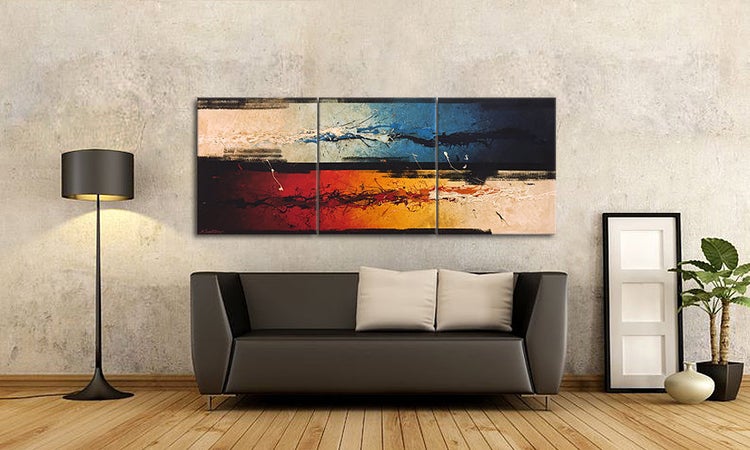 Das Wandbild -Fire vs. Ice- 180x70x2 cm handgemaltes Unikat