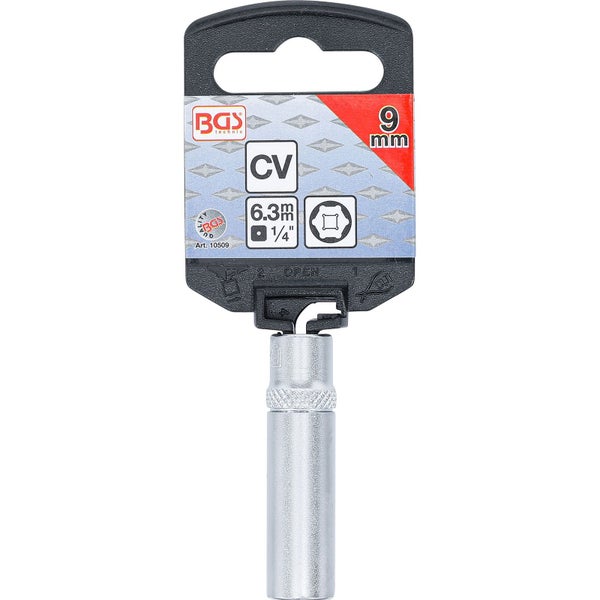 BGS Steckschlüssel-Einsatz Sechskant tief Antrieb Innenvierkant 6,3 mm (1/4) SW 9 mm - 10509