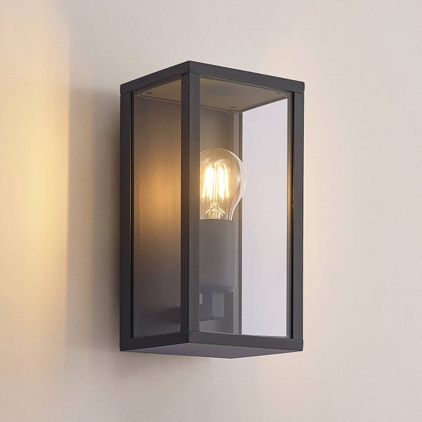 Lindby Wandleuchte außen Peldar (spritzwassergeschützt (Modern) in Schwarz aus Aluminium (1 flammig, E27) - Außenwandleuchten Wandlampe Led Außenlampe Outdoor für Außenwand/Hauswand
