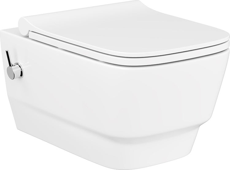 Wand-Tiefspül-WC mit Spülrand und WC-Sitz