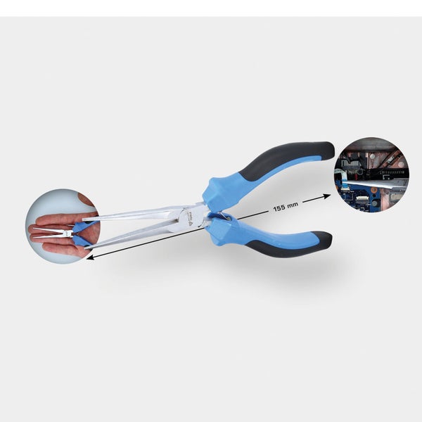 Gebogene Spitzzange mit einer Länge von 155 mm zur Verwendung in Elektronik