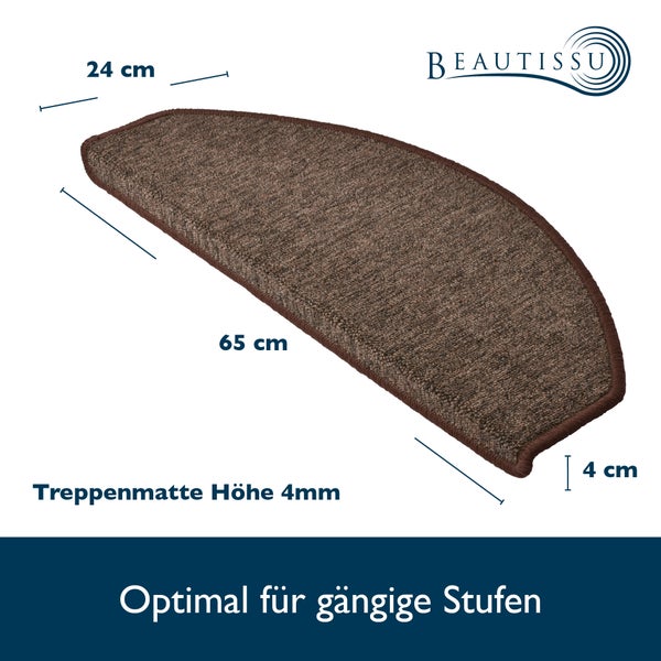 Beautissu Treppenmatte in halbmondform mit den Maßen 65 mal 24 mal 4 Zentimeter für Treppenstufen