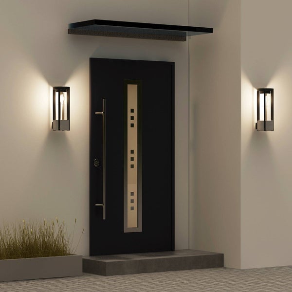 Lucande Wandleuchte außen Overa (spritzwassergeschützt (Modern) in Alu aus Aluminium (1 flammig, E27) - Außenwandleuchten Wandlampe Led Außenlampe Outdoor für Außenwand/Hauswand Haus