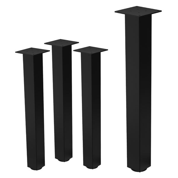 ML-Design 4er Set Tischbeine I-Design 72 cm, Schwarz glänzend, aus pulverbeschichtetem Stahl, eckig, Profil 8x8 cm, Höhenverstellbare Möbelfüße 1-4cm, Möbelbeine für Esstisch Schreibtisch Arbeitstisch