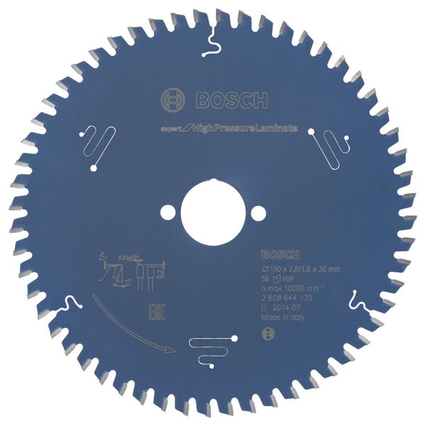Bosch Kreissägeblatt Expert for High Pressure Laminate für Handkreissägen 190 x 30 x 2,6 mm 56 - 2608644135