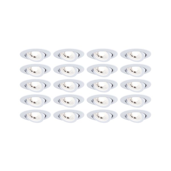 LED Einbauleuchte 20er-Set schwenkbar rund 82mm 70° 20x4,8W 20x450lm 230V 3000K Weiß