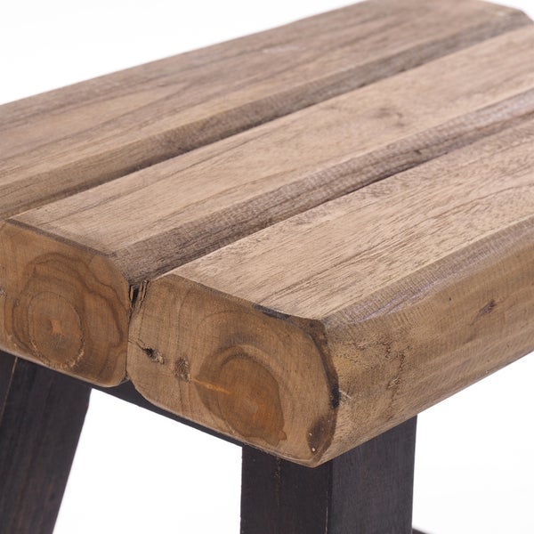 Sitzhocker Rustic Teakholz massiv 04 schwarz-natur